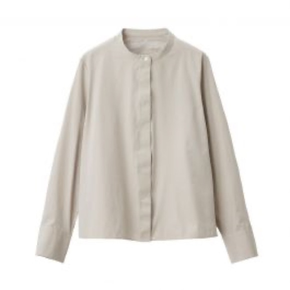 MUJI STAND COLLAR SHIRT (NAVY BLUE/M)